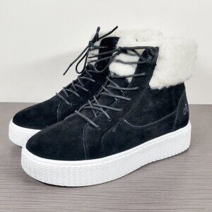 Religious Comfort Key Lime High Top Faux Fur Booties Black Suede Womens Size 7 M